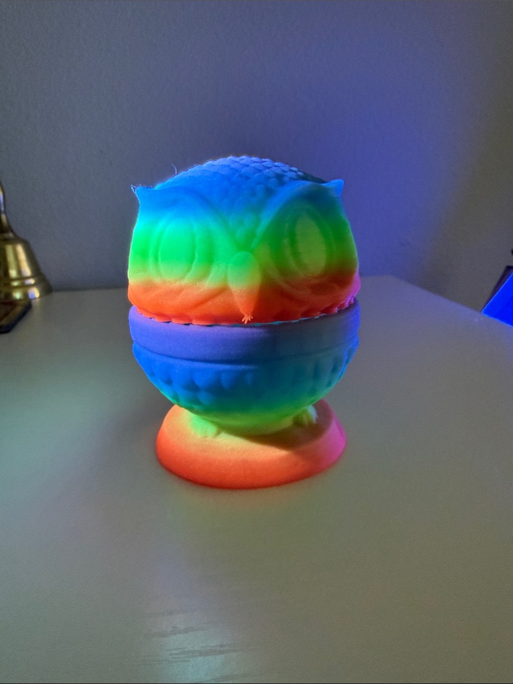3D printed Rainbow Owl fairy Lamp